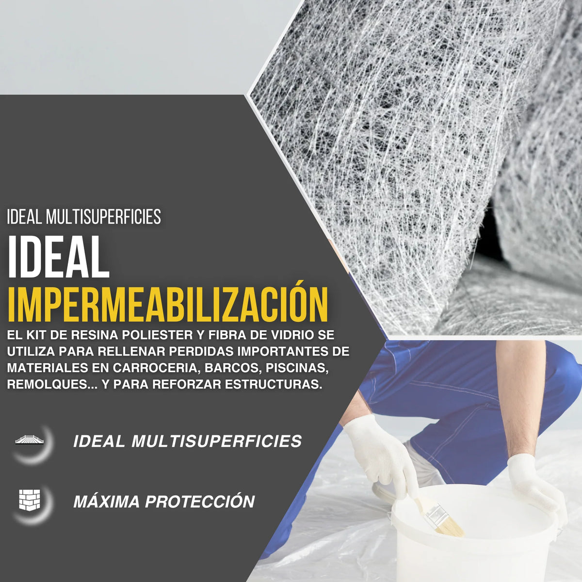 Kit de Resina de Poliéster con Catalizador para Fibra de Vidrio