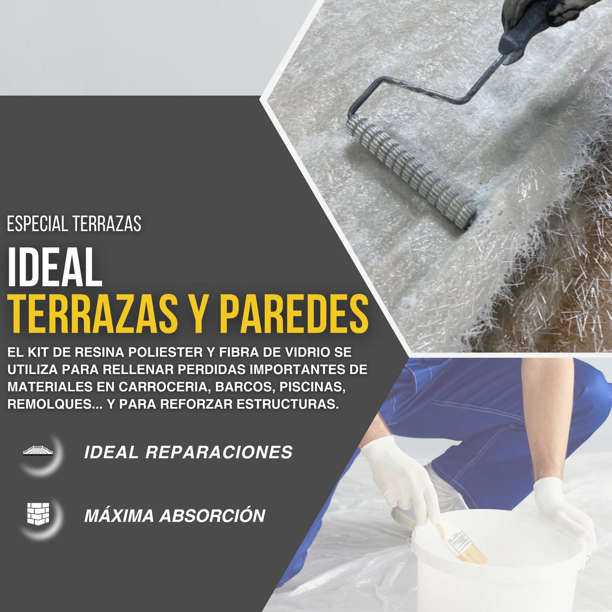 Kit de Resina de Poliéster con Catalizador para Fibra de Vidrio