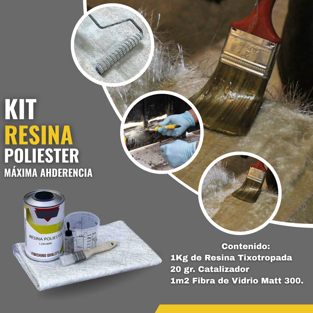 Kit de Resina de Poliéster con Catalizador para Fibra de Vidrio