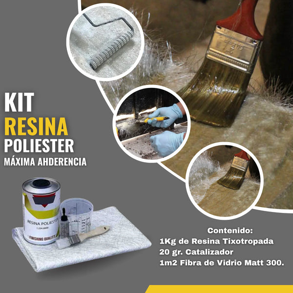 Kit de Resina de Poliéster con Catalizador para Fibra de Vidrio